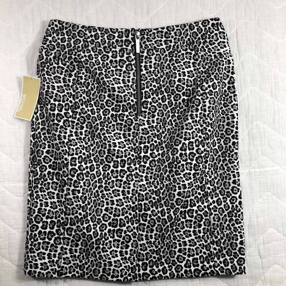 Michael Kors‎ Skirt Women's Size Small Leopard Animal Print Black White Gray NWT